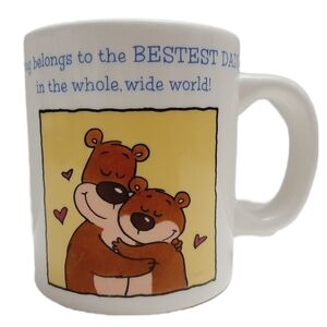 🍒 Retro Hallmark Bear Hug Best Dad Daddy in The World Mug Coffee Cup Father Day